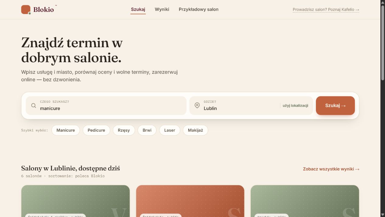 Blokio — wyszukiwarka i rezerwacje usług